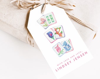 Personalized Mahjong Tile Gift Tag for Mahjong Instructors, Students and Party Hostesses
