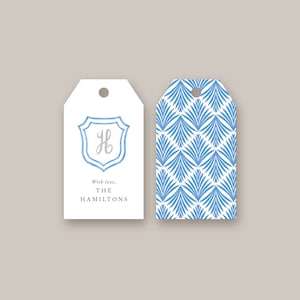 Monogram & Crest Personalized Gift Tag Set | Custom Gift Tags | Family Gift Tags | Grandmillennial Style