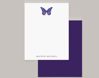 Butterfly Personalized Notecard, Luxury Stationery Sets for Letter Writing, Printed Notecard Set