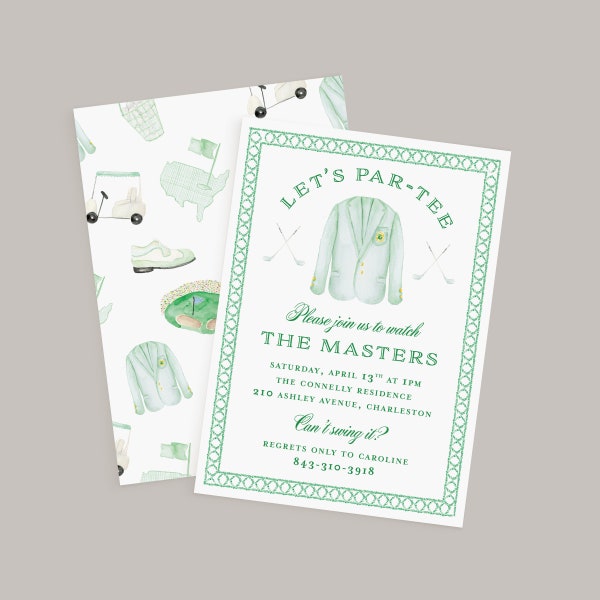 DIGITAL Masters Viewing Party Invitation, Golf Party Invitation, Customized Let's Par-tee Invitation, Preppy Grandmillennial Golf Party