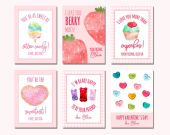 Printable Kids Valentine Tags, Kids Valentines Day Gift Tag Set, Valentines Day Cards for Kids, Girl Valentine