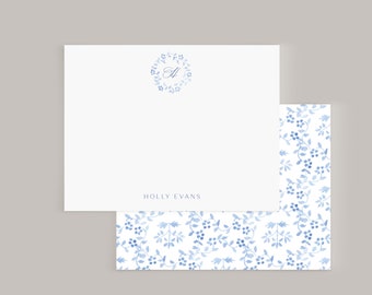 Blue Chinoiserie Personalized Notecard Set, Luxury Stationery Sets for Letter Writing, Personalized Stationery Set