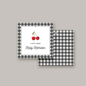 Cherry & Gingham Personalized Gift Tag | Custom Gift Tags | Family Gift Tags | Printed Gift Tags