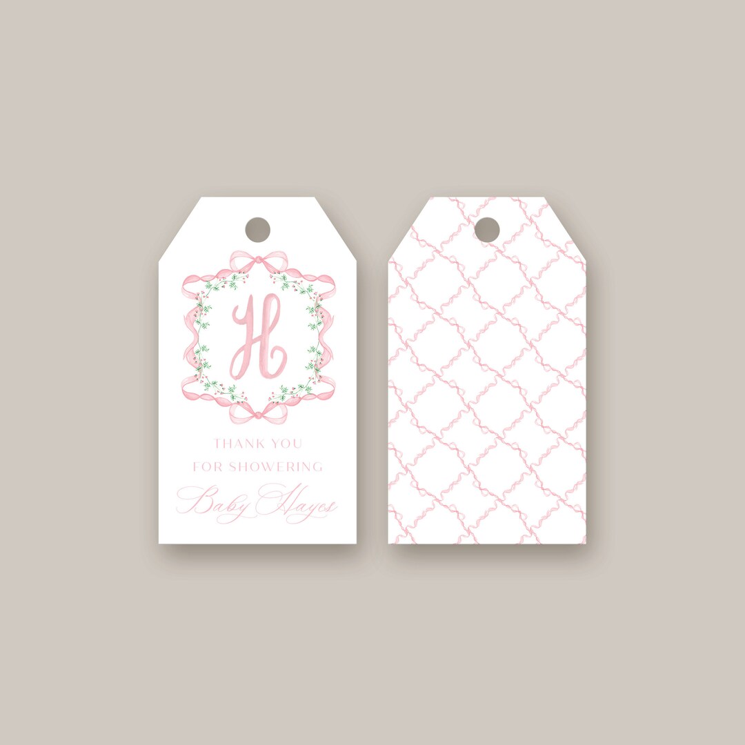 Pink Bow Gift Tag for Baby Girl Baby Shower Gift Tag Custom Gift Tags