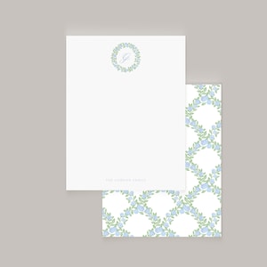 Hydrangea Chinoiserie Personalized Notecard, Luxury Stationery Set for Letter Writing, Printed Notecard Set