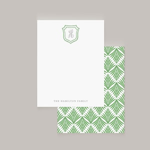 Green Monogram Notecard Set: Personalized Stationery for Letter Writing