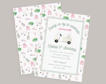 Golf Birthday Party Invitation: Preppy Grandmillennial Par-tee