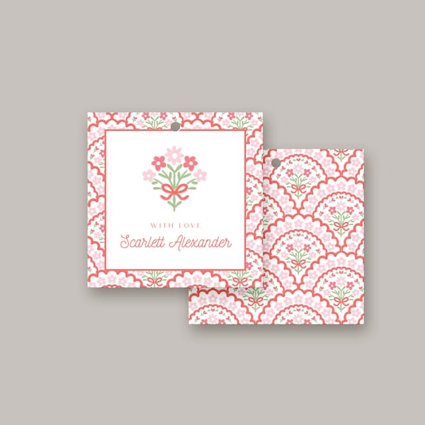 Valentine's Day Personalized Gift Tag Set  | Custom Gift Tags | Family Gift Tags | Printed Gift Tag | Grandmillennial Style