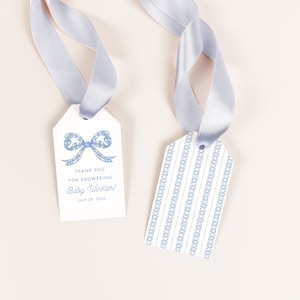 Blue Bow Gift Tag for Baby Shower | Personalized Gift Tag for Baby Boy | Party Favor Gift Tag | Thank You Gift Tags