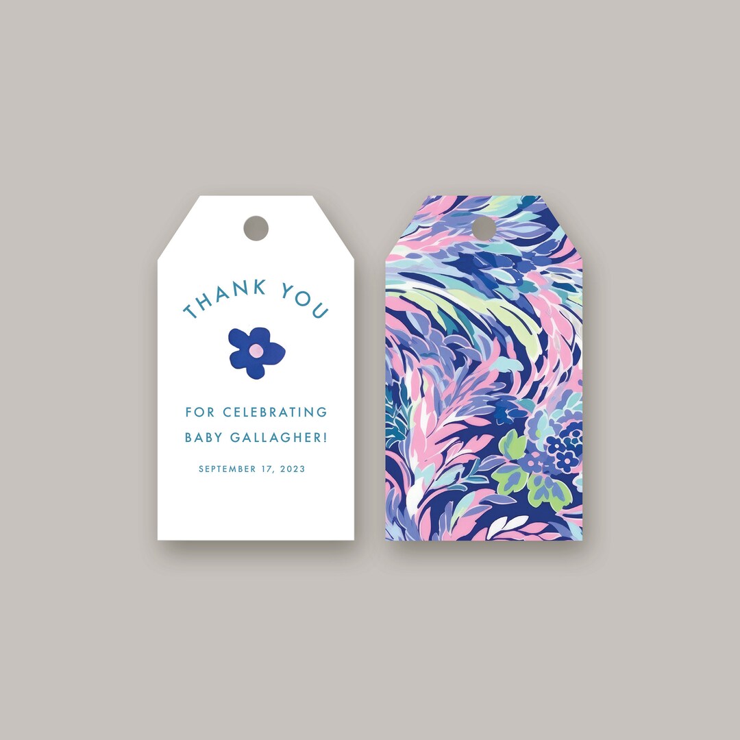 Tropical Floral Thank You Gift Tag for Baby Shower Baby Girl Etsy