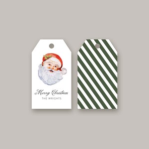 Vintage Santa Gift Tag | Personalized Gift Tag for Christmas Presents | Customized Family Gift Tags | Handpainted