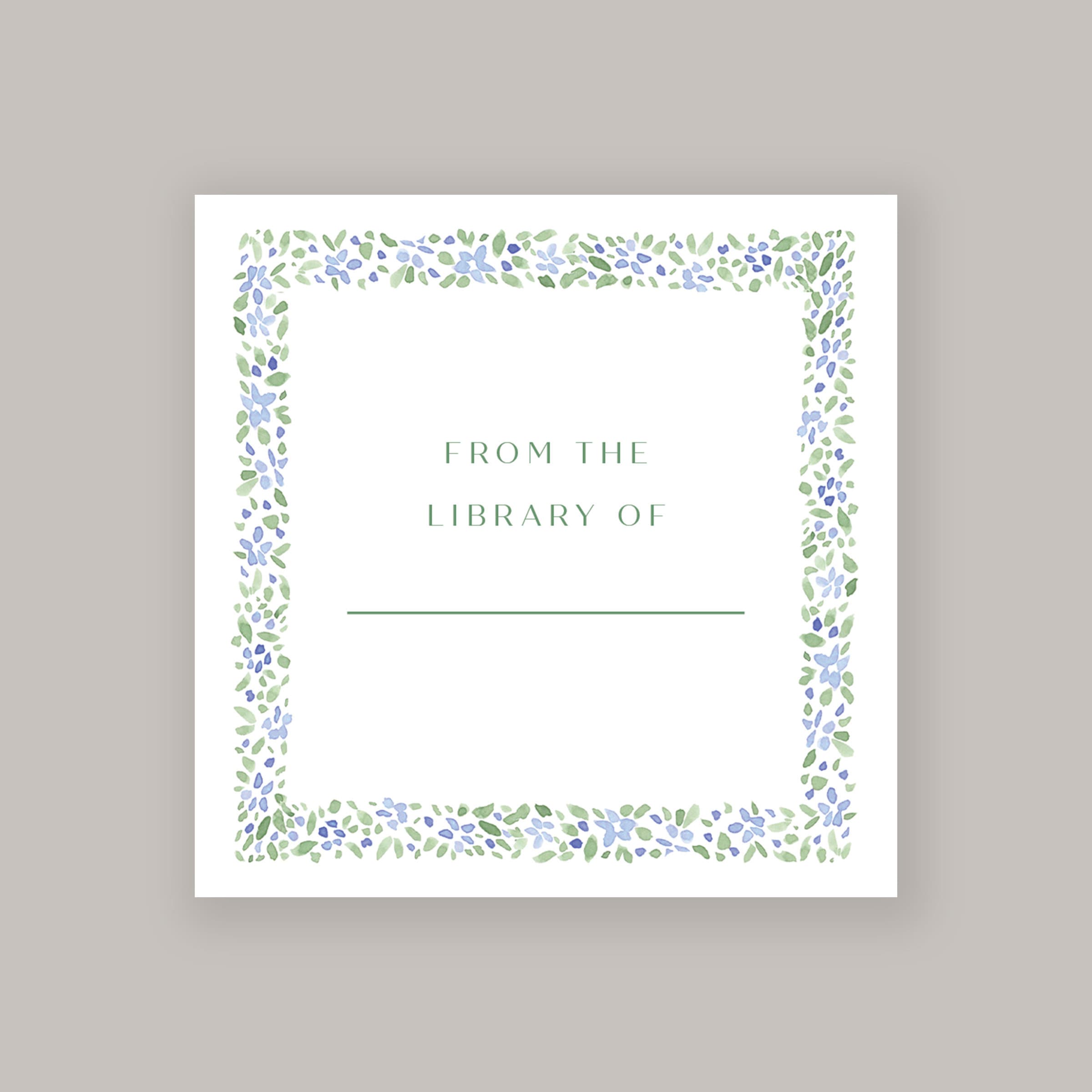 Personalized Bookplate Stickers: Blue Floral Library Labels (set of 15 ...