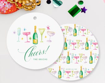 Etiquetas de regalo personalizadas para celebrar cócteles y vinos