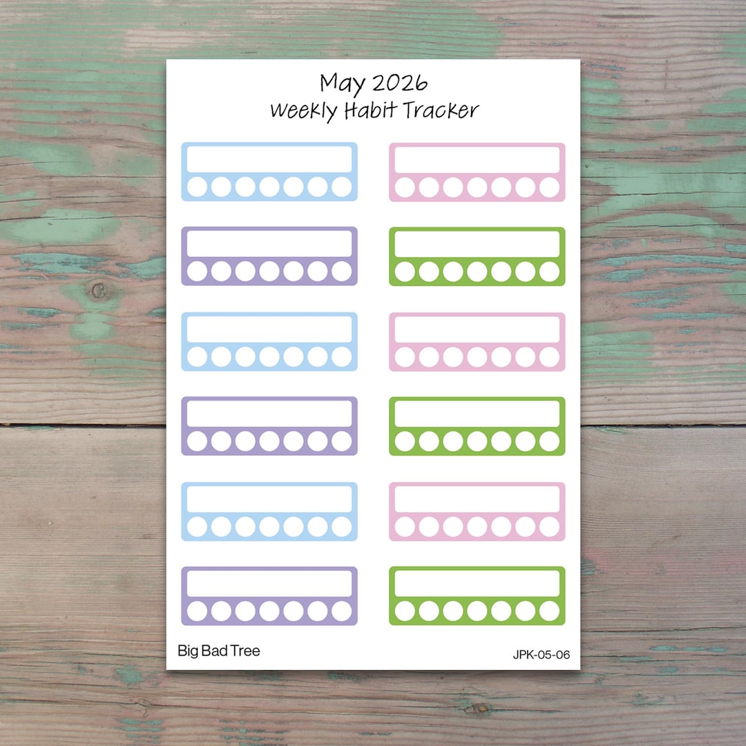 Weekly Habit Tracker Planner Stickers for Journaling and Planners | May ...