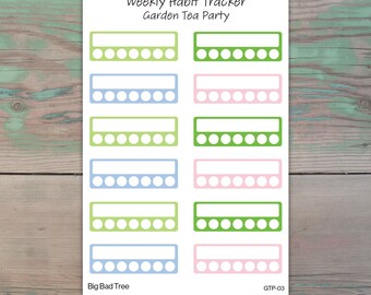 Garden Tea Party Habit Tracker Planner Stickers for Journaling and Planners
