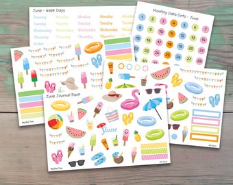 June Bundle Planner Stickers for Bullet Journals and Planners