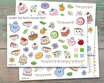 Garden Tea Party Planner Stickers for Bullet Journals, Planners, and Calendars