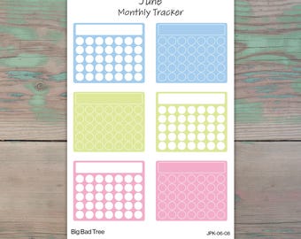 Monthly Habit Tracker Planner Stickers for Journaling and Planners | June