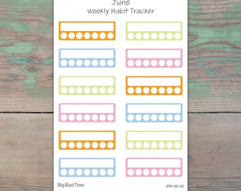 Weekly Habit Tracker Planner Stickers for Journaling and Planners | June