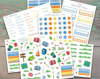 July Deluxe Sticker Bundle for Journals, Planners, and Calendars