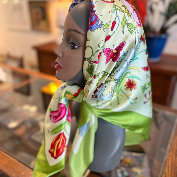 Bright Floral Silky Springtime Scarf