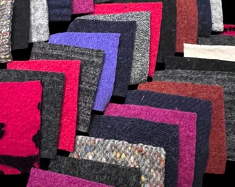 22 4” Felted Wool Squares, Reclaimed Wool for Appliqué, Beading, and Other Textile Art