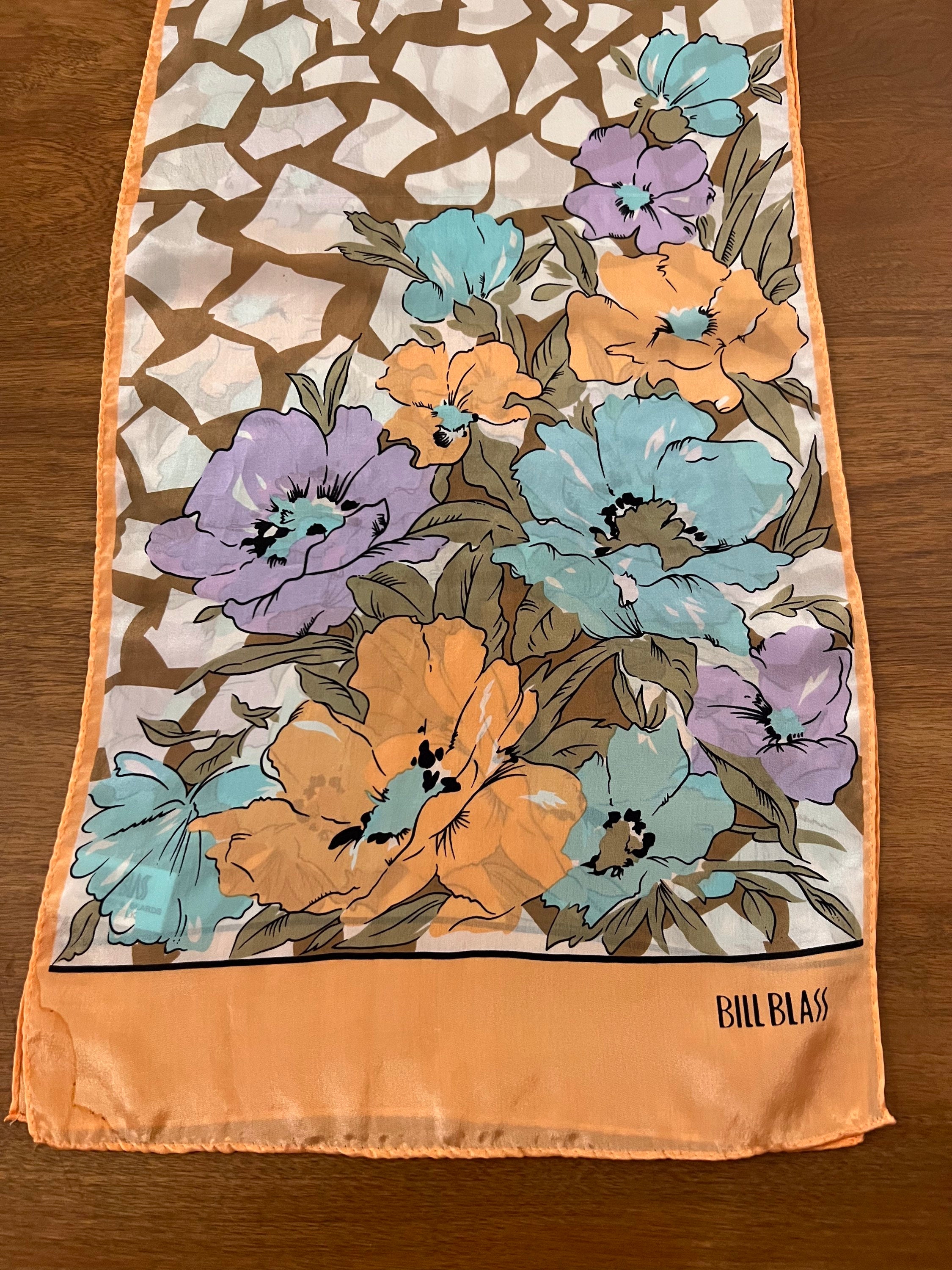 Bill Blass Peach, Lavender, and Turquoise Floral Vintage 