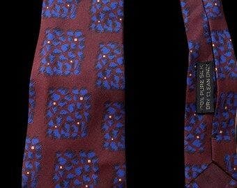 Lot De 4 Cravates Vintage Homme En Soie 100% - Motifs Bleu Et Jaune, Occasion