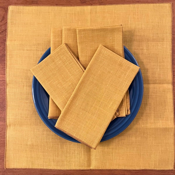 6 Vintage 1970's Gold Napkins