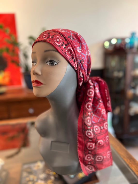 Vintage Head Scarf Vintage Head Scarf Indian Scarf, Pretty Red
