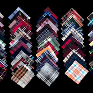 2 1/2” Square, 65 Reclaimed Flannel Squares, Reclaimed Shirts for Quilting, Crafting