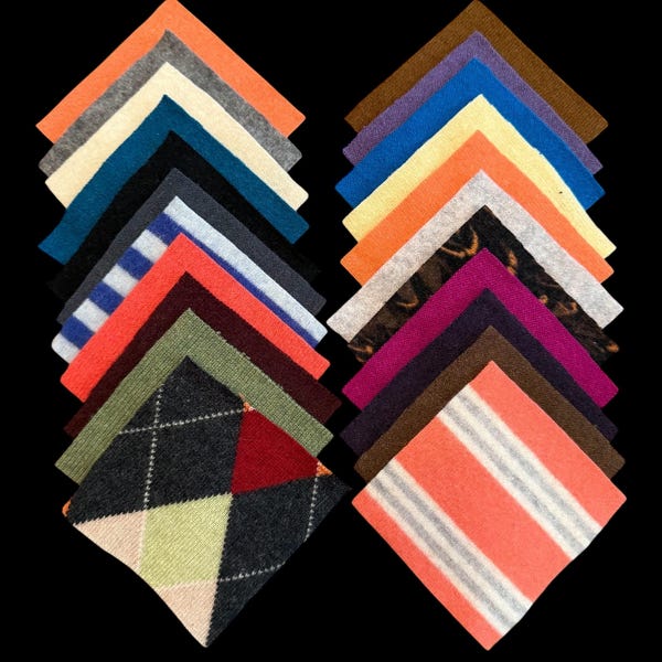 4x4 Felted Cashmere Squares, Recycled, 22 Pieces