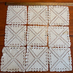 9 Handmade Crocheted Doilies, Beautifully Made Crochet Squares