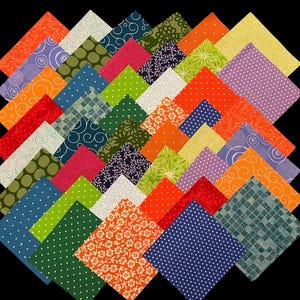 44 5x5 Fun Cotton Squares, Fabric for Quilting and Crafting