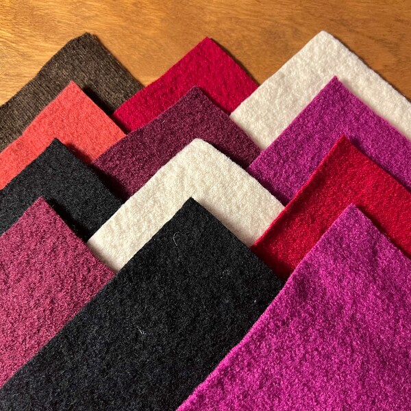 6x6 Felted Wool Squares, Reclaimed Wool, 12 Pieces for Wool Appliqué and other crafts