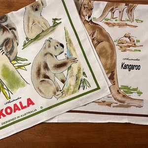 2 Koala and Kangaroo Souvenoir Tea Towels