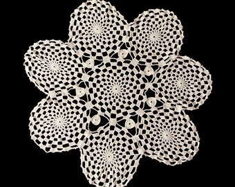 Vintage Lace Large Doily, Shabby Cottage Decor