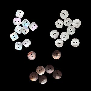 Mother of Pearl Buttons, Fancy Shell Reclaimed Buttons
