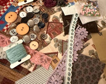 Rustic Houses Slow Stitch Kit | Upcycled Textile Treasures for Mindful and Meditative Stitching, Sashiko, Fabric Journals & Clusters