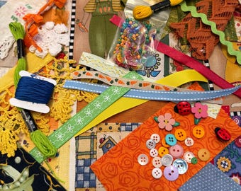 Garden Friends Slow Stitch Kit | Upcycled Textile Treasures for Mindful and Meditative Stitching, Sashiko, Fabric Journals & Clusters