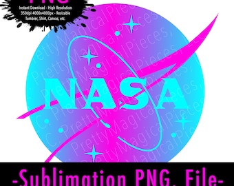 Różowo-turkusowy NASA, słodkie logo NASA, clipart NASA, projekt sublimacji, Nasa png, kubek Nasa, projekt koszulki Nasa, słodka koszulka Nasa
