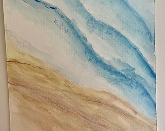 7x10 Beach Ocean watercolor landscape