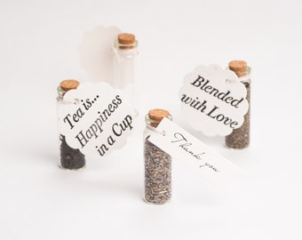 Wedding tea favours, Baby shower favours, 15ml glass bottle, edible favours, free personalisation, thank you gift, party favours, bulk gifts