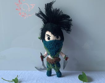 Fanmade LOL Amigurumi - LOL Akali Crochet Doll Amigurumi, LOL Akali Plush, Akali Plushie!!!