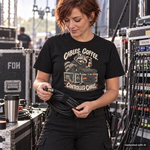 Audio Technician Black T-Shirt – Cables Coffee Controlled Chaos