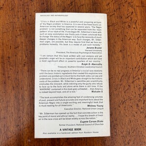 May include: A white paperback book cover with black text titled Sociology and Anthropology. The back cover features printed testimonials from Jerome Bruner, Ralph D. Abernathy, Malcolm X, and Whitney Young, with the text A VINTAGE BOOK at the bottom.