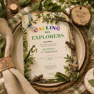 Bug Birthday Invitation Template | Calling All Explorers Invite | Insect Birthday Party Invitation | Bug Hunt Birthday