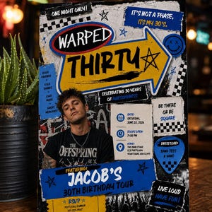Warped Tour 30th Birthday Invitation, Emo Punk Rock Invite, 90s Y2K Party (Digital Download)