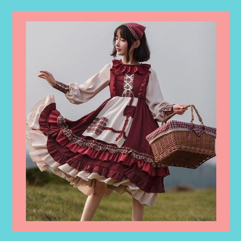 Weihnachten Lolita Kleid Mädchen Kostüm Rotkäppchen | Etsy