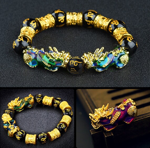 Feng Shui Obsidian Stone Beads Bracelet Men Women Unisex Wristband Gold  Black Pixiu Wealth And Good Luck Women Bracelet - Bracelets - AliExpress